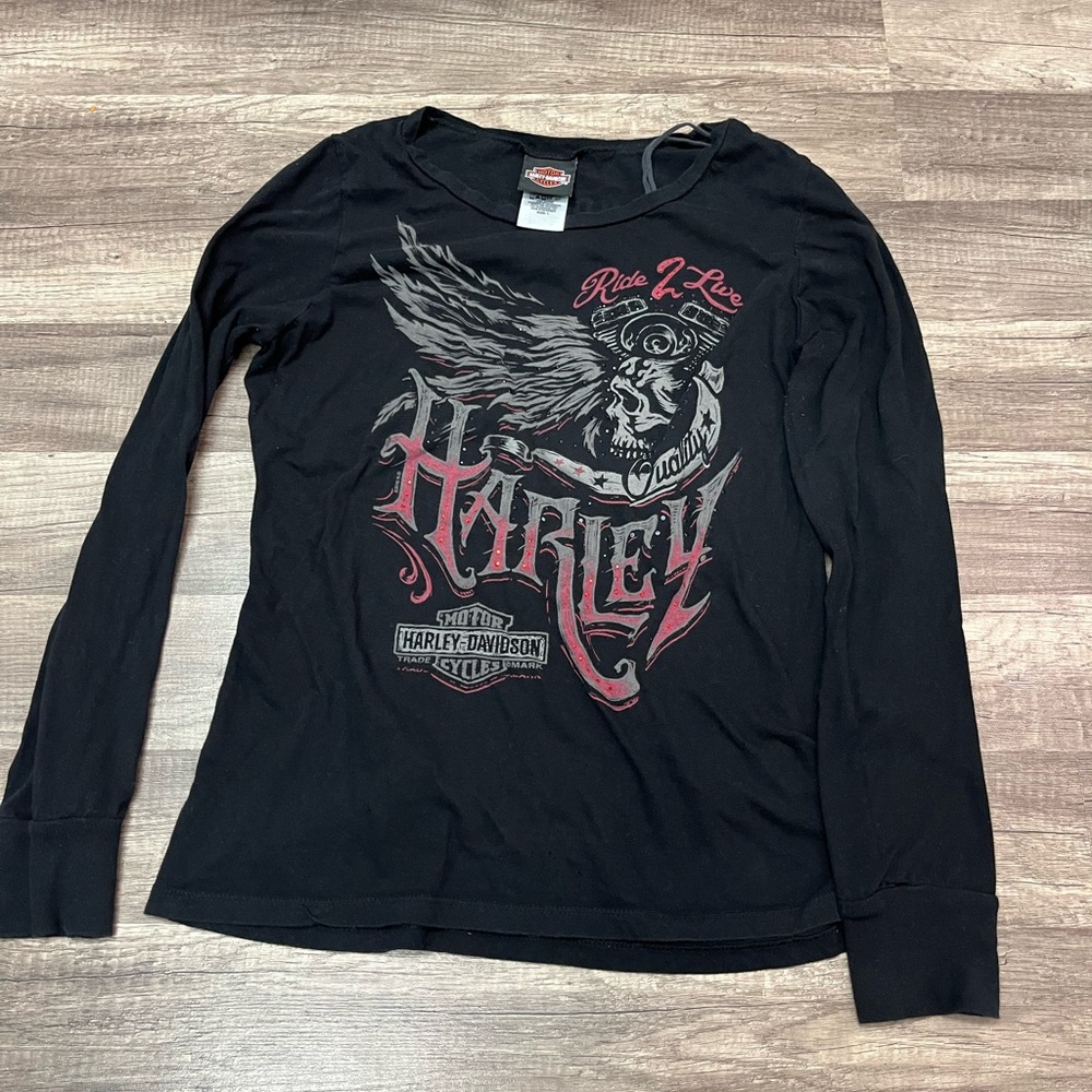 Harley Davidson Black Top Long Sleeve Graphic size large